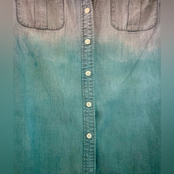 J.Crew upcycled button down shirt - dip-dyed teal from waist down - Picture 6 of 6